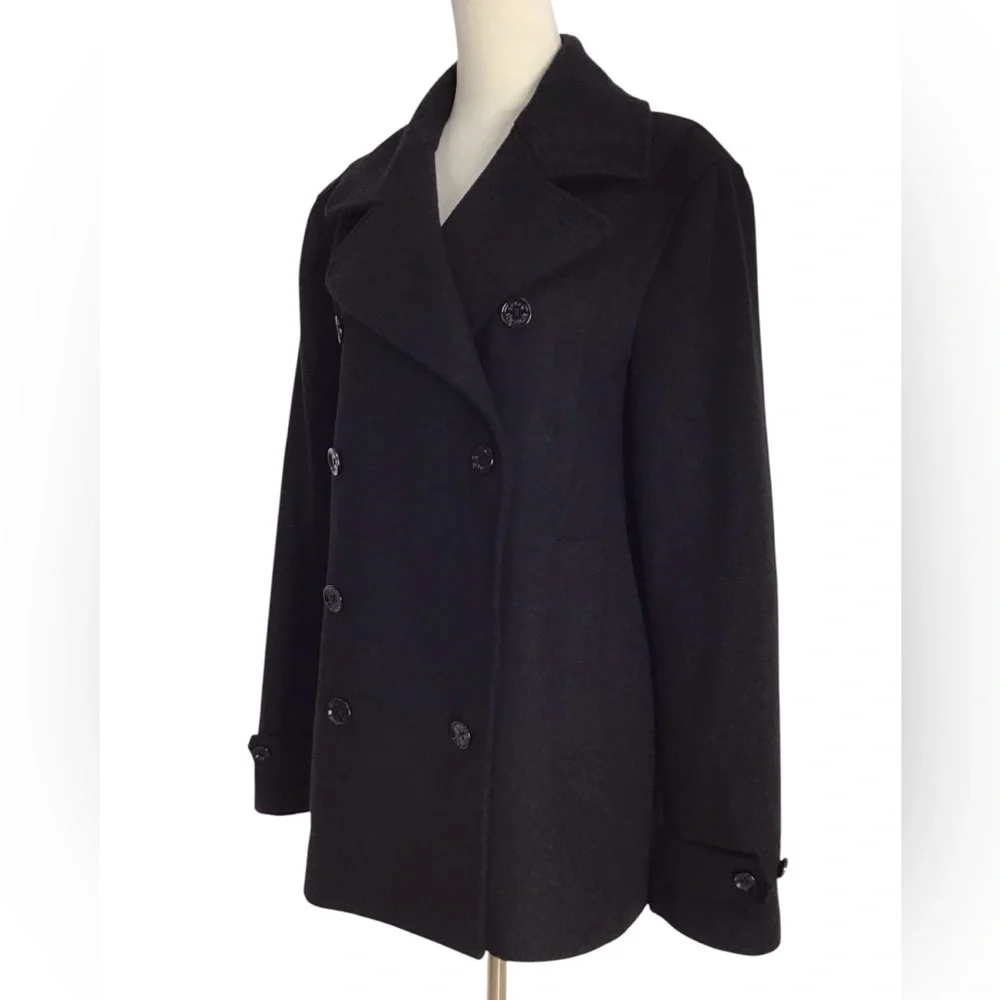 Armani Exchange Black Wool Blend Coat NEW